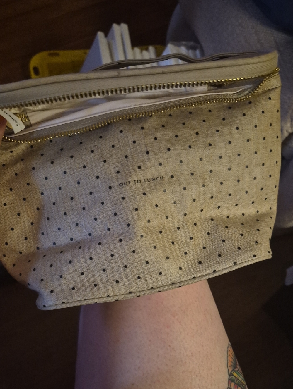 Kate Spade Out To Lunch Beige Polka Dot Women’s Lunch Bag
